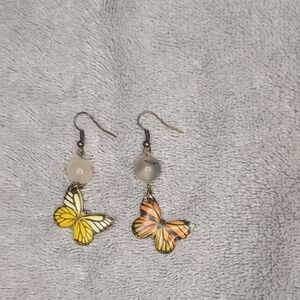 Butterfly Dangle Earrings - Yellow and Orange